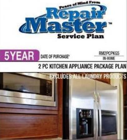 RepairMaster RM2PCPKG5 5-Year 2-Piece Kitchen Appliance Package Plan (DOP), This Plan is inclusive of the manufacturer's warranty and may be sold when purchasing 3 kitchen appliances, except for combination appliances, UPC 720150604162 (RM2-PCPKG5 RM2 PCPKG5 RM2PC-PKG5 RM2PC PKG5 RM2PCPKG)