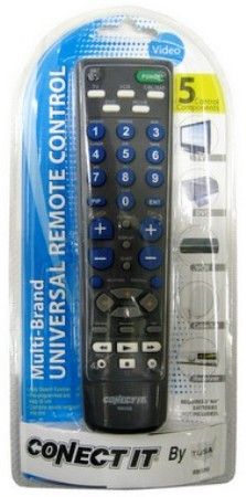 Conect It RM500 Multi-Brand Universal Remote Control, For TV, DVD player, VCR, CBL (Cable box)/SAT (Digital Satellite Receiver) and RCVR (Receiver), Auto Search Function, Pre-programmed and easy to use, Combine several remotes into one, Requires 2 AA batteries (not included) (RM-500 RM 500)