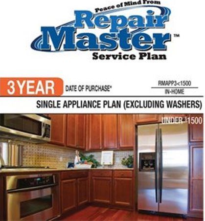 RepairMaster RMAPP3U1500 3-Years Single Appliance Plan Except Washers Under $1500, UPC 720150603257 (RMAPP-3U1500 RMAPP 3U1500 RMAPP3U-1500 RMAPP3U 1500)