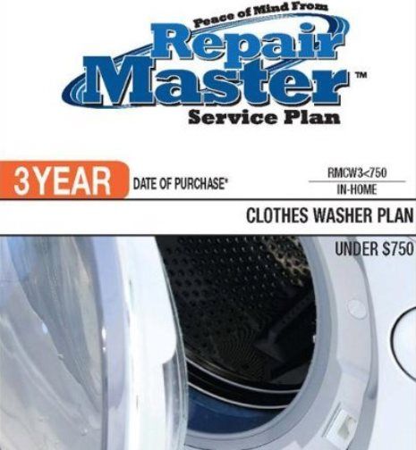 RepairMaster RMCW3O750 3-Year Clothes Washers Service Plan from DOP Under $750, UPC 720150603295 (RMC-W3O750 RMCW-3O750 RMCW 3O750 RMCW3 O750)