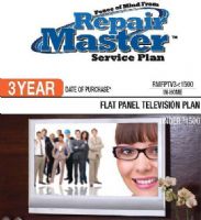 RepairMaster RMFPTV3U1500 3-Yr Flat Panel Television Plan Under $1500, Cover an LCD Flat Panel TV, an LED Flat Panel TV, a Plasma TV, an LCD/Video Combo TV, a Plasma/Video Combo TV, or an LCD or LED projector, UPC 720150603714 (RMFPTV31500 RMFPTV3-1500 RMFPTV3 U1500 RMFPTV3U 1500) 