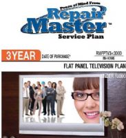 RepairMaster RMFPTV3U3000 3-Yr Flat Panel Television Plan Under $3000, Cover an LCD Flat Panel TV, an LED Flat Panel TV, a Plasma TV, an LCD/Video Combo TV, a Plasma/Video Combo TV, or an LCD or LED projector, UPC 720150603721 (RMFPTV33000 RMFPTV3-3000 RMFPTV3 U3000 RMFPTV3U 3000) 