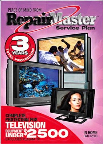 Warrantech RMT32500 RepairMaster Service Plan 3 Year Warranty For Television Equipment Under $2500 (Excluding Plasma TVs) (RMT32500, RMT-32500, RMT3250, RMT-3250)