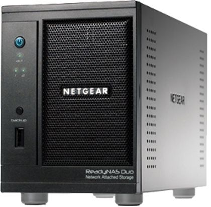 Netgear RND2150-100NAS ReadyNAS Duo Gigabit Desktop Network Attached Storage, DRAM 256 MB RAM Installed, 64 MB flash Flash Memory Installed, 1 x RAID - integrated Storage Controller, Serial ATA-150 Controller Interface Type, Hard drive Supported Devices, 2 Max Storage Devices Qty, 1 x 500 GB Capacity, Integrated Network adapter, Ethernet, Fast Ethernet, Gigabit Ethernet Data Link Protocol, NTP Network / Transport Protocol (RND2150 100NAS RND2150100NAS ReadyNAS)