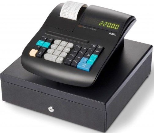 Royal 220DX Mid-Level Cash Register; THERMAL Printer provides either journal or receipt printout on 2 1/4