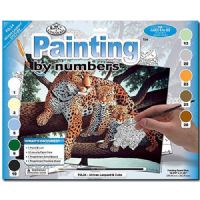Royal And Langnickel PJL24 Painting by Numbers, 11.25" x 15.38", Junior Large Set African Leopard And Cubs; A wide range of junior level designs on a larger scale; Teaches the benefits of color mixing and enhances your painting techniques; Each set includes 10 acrylic paints, 1 quality taklon brush, painting board with preprinted design lines, and easy-to-follow instructions; UPC 090672056580 (ROYALANDLANGNICKELPJL24 ROYAL AND LANGNICKEL PJL24 ALVIN PAINTING NUMBERS AFRICAN LEOPARD AND CUBS) 