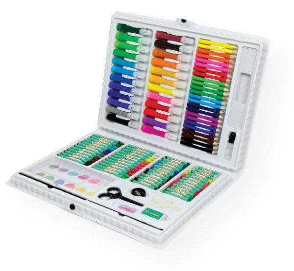 Royal & Langnickel AVS-531 Art Adventure 120-Piece Art Set; 120-piece set includes: 24 each markers, color pencils, crayons, oil pastels, 12 watercolor cakes, 2 paperclips, and 1 each palette, scissors, ruler, glue tube, artist sponge, brush, drawing pencil, art eraser, sharpener, and portable plastic storage case; Shipping Weight 1.56 lb; UPC 090672943163 (ROYALLANGNICKELAVS531 ROYALLANGNICKEL-AVS531 ROYALLANGNICKEL-AVS-531 ROYAL-LANGNICKEL-AVS531 ARTWORK)