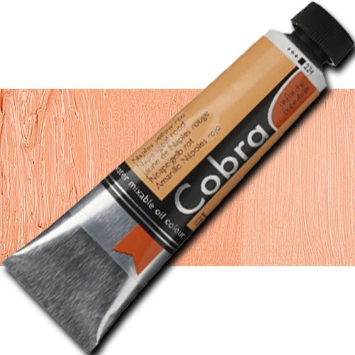 Royal Talens 21052240 Cobra, Water Mixable Oil Color, 40ml, Naples Yellow Red; Gives typical oil paint results, such as sharp brush strokes and wonderfully deep colors; Offers a particularly rich range of colors with a high degree of pigmentation and fineness; Easily mixed with water and works without the use of solvents; EAN 8712079312077 (ROYALTALENS21052240 ROYAL TALENS 21052240 C100515544 C210-52240 ALVIN NAPLES YELLOW RED)