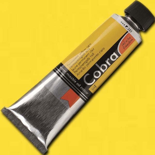 Royal Talens 21052830 Cobra, Water Mixable Oil Color 40ml Permanent Yellow Light; Gives typical oil paint results, such as sharp brush strokes and wonderfully deep colors; Offers a particularly rich range of colors with a high degree of pigmentation and fineness; Easily mixed with water and works without the use of solvents; EAN 8712079312176 (ROYALTALENS21052830 ROYAL TALENS 21052830 ALVIN 40ML PERMANENT YELLOW LIGHT)
