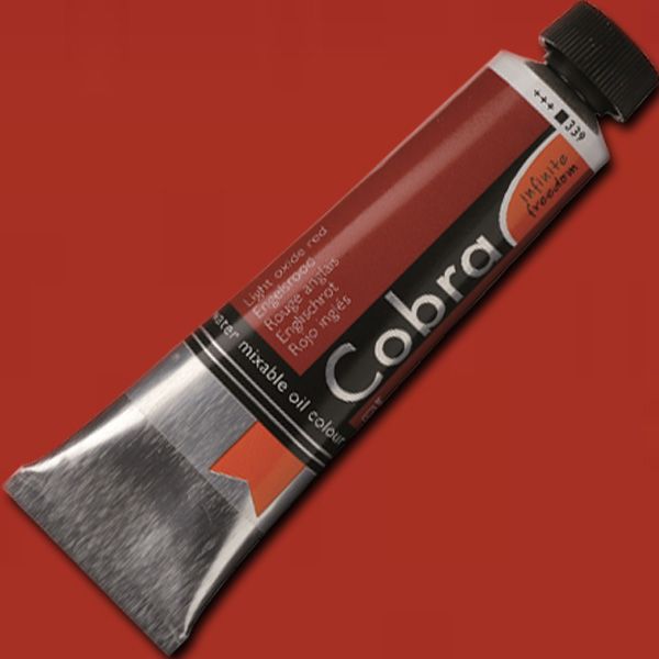Royal Talens 21053390 Cobra, Water Mixable Oil Color 40ml Light Oxide Red; Gives typical oil paint results, such as sharp brush strokes and wonderfully deep colors; Offers a particularly rich range of colors with a high degree of pigmentation and fineness; Easily mixed with water and works without the use of solvents; EAN 8712079312299 (ROYALTALENS21053390 ROYAL TALENS 21053390 ALVIN 40ML LIGHT OXIDE RED)