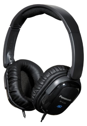 Panasonic RP-HC200-K Noise Canceling Over-the-Ear Headphones with Travel Pouch - Silver; 35 Drive Unit (mm); 330 (on) / 32 (off) (ohm/1kHz) Impedance; 94 dB/mW Sensitivity; 1,000 mW (IEC) Max. Input; oct-21 Frequency Response (Hz-kHz); 4.9 ft/1.5 m. Cord Length; 157 g/5.5 oz Weight w/o Cord; No In-Cord Volume; Yes Miniplug (3.5mm); Yes Air Plug Adaptor; Ferrite Magnet Type; Nickel Plug Type (RPHC200K RP-HC200-K RP-HC200K)