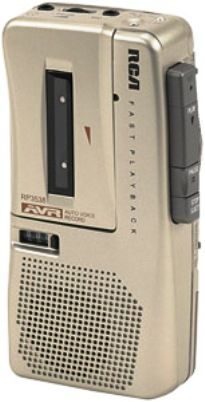 RCA RP3538 Micro Cassette Recorder, Automatic Voice-activated Recording, 4-button Cassette Deck with Pause, Digital Tape Counter, High/Low Microphone Sensitivity Switch, Small Contoured Design for Easy 1-hand Operation, Alternative to GE 3-5373 35373 (RP-3538 RP 3538 RP3-538)