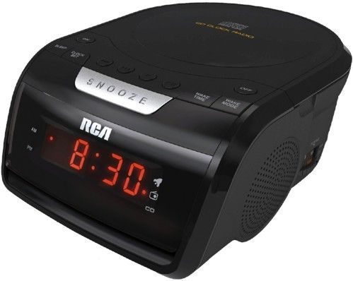 RCA RP5605 CD Clock Radio with Battery Backup, 0.6 inch amber LED display, Top load CD for easy access, Playback for CDR, CDRW and audio CDs, Simple alarm setting eliminates confusion, SmartSnooze function, all buttons act as snooze button when alarm is sounding, No worry battery backup to safeguard against power failures or outages, Wake to radio, CD or alarm, UPC 044319751512 (RP-5605 RP 5605)