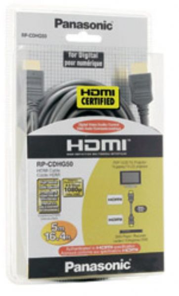 Panasonic RP-CDHG50-H HDMI Cable for all HDMI Compatible Products, 16.4 ft., Signals Transmitted Digital HDTV video, Multi-channel digital audio Control, Silver (RPCDHG50H RP CDHG50 H RP-CDHG50)