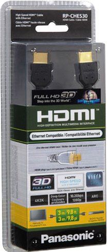 Panasonic RP-CHES30-K High Speed 3.0m/9.8ft HDMI Cable with Ethernet, Black, Connections HDMI (Type A), 19 pins purchase digital vision/audio/control signal/Ethernet, Up to 10.2Gbps High speed through Ethernet, UPC 885170006652 (RPCHES30K RPCHES30-K RP-CHES30K RP-CHES30)