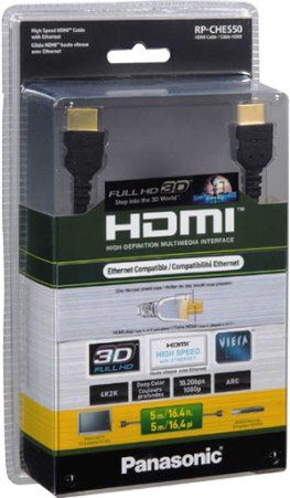 Panasonic RP-CHES50-K High Speed 5.0m/16.4ft HDMI Cable with Ethernet, Black, Connections HDMI (Type A), 19 pins purchase digital vision/audio/control signal/Ethernet, Up to 10.2Gbps High speed through Ethernet, UPC 885170006669 (RPCHES50K RPCHES50-K RP-CHES50K RP-CHES50)