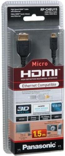 Panasonic RP-CHEU15-K High Speed 1.5m/4.9 ft Micro HDMI Cable