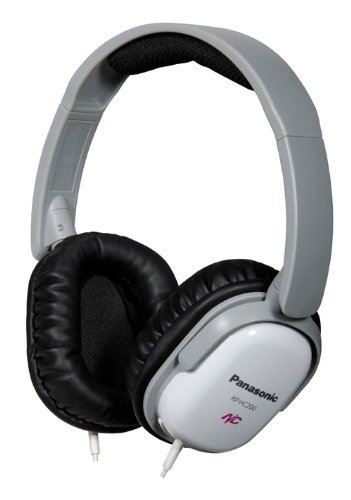 Panasonic RP-HC200-W Noise Canceling Over-the-Ear Headphones with Travel Pouch - White/Grey; 35 Drive Unit (mm); 330 (on) / 32 (off) (ohm/1kHz) Impedance; 94 dB/mW Sensitivity; 1,000 mW (IEC) Max. Input; oct-21 Frequency Response (Hz-kHz); 4.9 ft/1.5 m. Cord Length; 157 g/5.5 oz Weight w/o Cord; No In-Cord Volume; Yes Miniplug (3.5mm); Yes Air Plug Adaptor; Ferrite Magnet Type; Nickel Plug Type (RPHC200W RP-HC200-W RP-HC200W)