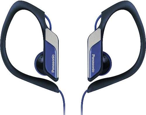 Panasonic RP-HS34M-A Water-Resistant Sport Clip Earbud Headphones with Microphone + Controller, Blue; Designed for ultra-light weight and comfort, these rugged, reliable earbuds are the perfect choice for workouts at the gym, running, hiking, or any indoor or outdoor activity; 200 mW Max. Input; Impedance 23 Ohm/1 kHz; Sensitivity 112 dB/mW; UPC 885170208902 (RPHS34MA RPHS34M-A RP-HS34MA RP-HS34M)