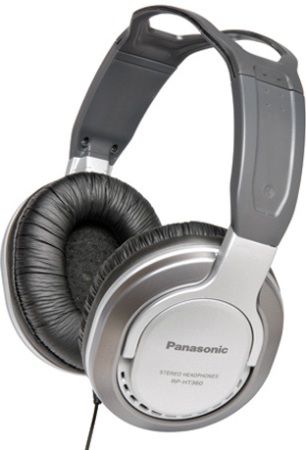 Panasonic RP-HT360 Monitor Headphones with Single-Sided Cord, 40 ohm/1kHz Impedance, 100 dB/mW Sensitivity, 1000mW Max. Input, Frequency Response 10Hz-27kHz, Single-sided monitoring system, Large-diameter 40mm/1-9/16