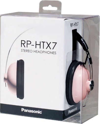 Panasonic RP-HTX7-P1 Monitor Stereo Over of the Ear Headphones, Pink, Single-Sided Cord and 40mm Large-Diameter Drive Units, Impedance 40 ohm/1kHz, Sensitivity 99 dB/mW, Max. Input 1000 mW, Frequency Response 7Hz-22kHz, 3.9 ft./1.2 m Cord Length, 6.3mm in diam. Plug Adaptor, Gold Plug, UPC 037988262281 (RPHTX7P1 RPHTX7-P1 RP-HTX7P1 RP-HTX7 RP-HTX7AE-P)