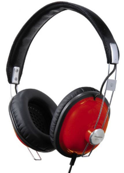Panasonic RP-HTX7-R1 Old School Monitor Stereo Headphones with Single-Sided Cord and 40mm Large-Diameter Drive Units, Red, Wide Head-band, Large Foam Earpads (RPHTX7R1 RP HTX7 R1 RP-HTX7-R RP-HTX7)