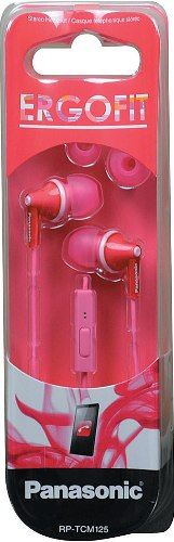 Panasonic RP-TCM125-P ErgoFit In-Ear Earbud Headphones with Mic + Controller, Pink; 9mm Driver Unit; Impedance 16 ohms/1kHz; Sensitivity 97 db/mW; Max Input 200 mW; Fequency Response 10Hz-24kHz; In-cord Volume; Ultra soft Ergofit in-ear earbud headphones conform instantly to your ears; Integrated mic and remote for iPhone, Android and Blackberry; UPC 885170132061 (RPTCM125P RPTCM125-P RP-TCM125P RP-TCM125)