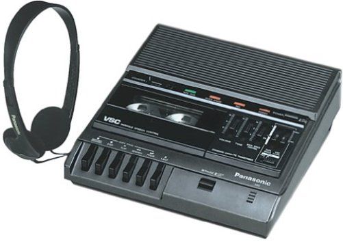 Panasonic RR-830 Remanufactured Transcriber with Foot Controller, Standard Size Cassette, Speed-talk and Automatic Backspace Control, Black, Speed-talk variable speech control with in/out Switch and level control, Headset included, Built-in condenser MIC, LED indicators for power, tape run, Record and quick-erase, 3-digit tape counter (RR-830 RR 830)