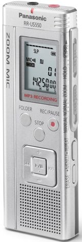 Panasonic RR-US550 Digital IC Recorder, Built-in Zoom Microphone, Recording Position Switch (Zoom, Normal, Manual), Max.330mW Output Power, MP31 Recording/Playback (Monaural), Up to Long 142 Hours 50 Minutes Recording (Monaural SLP Mode), Capacity of Flash Memory 512MB, USB Mass Storage and USB 2.0 High-Speed Connection (RRUS550 RR US550 RRU-S550 RRUS-550)
