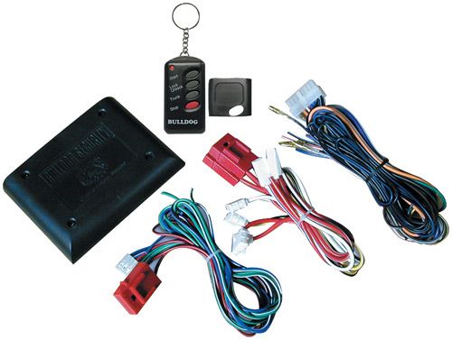Bulldog Security RS1100 Remote Starter, One 4-button extended range remote transmitter, Dedicated start & stop buttons, Keyless entry, Remote trunk release, Automatic cold start, Parking light conformation (RS-1100  RS 1100    BLDRS1100) 