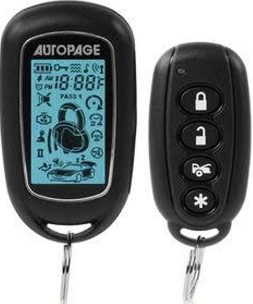 Autopage RS677P Premium Security System with Remote Start & 2-Way LCD Remote, One, 4-button LCD 2-way remote transmitter, One, 4-button mini remote transmitter, Keyless entry, Parking light flash for visual confirmation (RS677P RS-677-P RS 677 P)