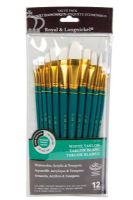 Royal & Langnickel RSET-9308 Series Zip N' Close 9300, 12 Piece White Taklon Brush Set 1; Good quality brushes offering a wide variety of brushes in every value pack ; 12 piece sets in resealable pouch; Set includes white taklon brushes bright 4 and 20, flat 2, 10, and 18, round 12, angle 4, 14, and 22, filbert 8, 16, and 24; Dimensions 12.75" x 5.5"  x 0.5"; Weight 0.35 lb; UPC 090672060488 (ROYAL-LANGNICKEL-RSET-9308 ROYALLANGNICKEL-RSET-9308 RSET-9308 BRUSH) 