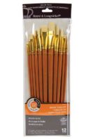 Royal & Langnickel RSET-9317 Series Zip N' Close 9300, 12 Piece Bone Taklon Long Brush Set 1; Good quality brushes offering a wide variety of brushes in every value pack ; 12 piece sets in resealable pouch; Set includes long handle bone taklon brushes bright 1, 6, and 11, flat 7 and 12, round 3 and 8, angle 4 and 9, filbert 5 and 10, and fan 2; Dimensions 15.75" x 5.5"  x 0.5"; Weight 0.49 lb; UPC 090672060686 (ROYAL-LANGNICKEL-RSET-9317 ROYALLANGNICKEL-RSET-9317 RSET-9317 BRUSH) 