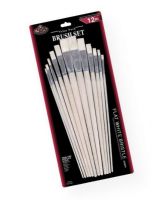 Royal & Langnickel RSET-9601 White Bristle Flat Brush Set; Ideal for the classroom, these economical brush sets are available in a variety of materials in both short and long handles; Good quality brushes for acrylic, watercolor, and oil; 12-piece; Shipping Weight 0.32 lb; Shipping Dimensions 15.5 x 7.00 x 0.25 in; UPC 090672089045 (ROYALLANGNICKELRSET9601 ROYALLANGNICKEL-RSET9601 ROYALLANGNICKEL-RSET-9601 ROYALLANGNICKEL/RSET9601 RSET9601 ARTWORK) 