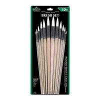 Royal & Langnickel RSET-9606 White Taklon 12 Round Brush Set; Good quality brushes offering a wide variety of  brushes in every value pack ; 12 piece sets in resealable pouch; Brushes ideal for acrylic, watercolor, and oil;  Great for the classroom, these economical brush sets are available in a variety of  materials in both short and  long handles; Dimensions 15.75" x 7"  x  0.25"; Weight 0.39 lb; UPC 090672089090 (ROYAL-LANGNICKEL-RSET-9606 ROYALLANGNICKEL-RSET-9606 RSET-9606 BRUSH) 