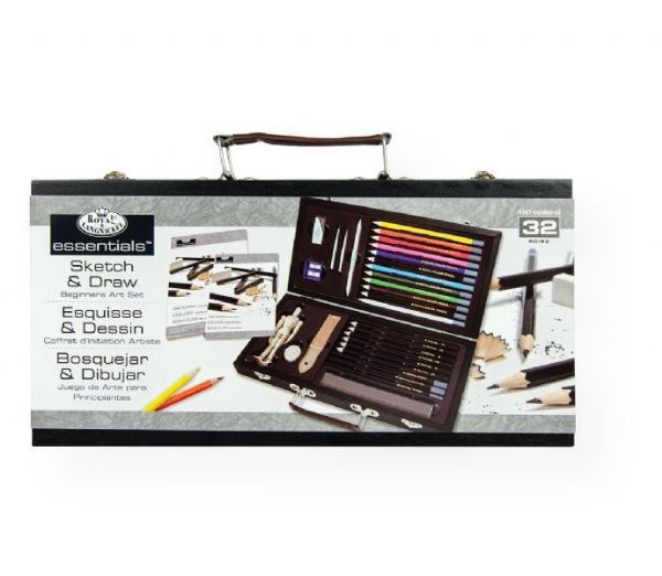 Royal & Langnickel RSET-DS3000-3T Sketching & Drawing for Beginners Set; Set Includes 12 Color pencils, (1) 5