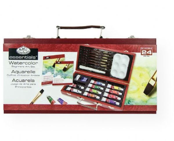 Royal & Langnickel RSET-WAT3000-3T Watercolor Painting for Beginners Set; Set Includes 10 Watercolor paints, 1 palette knife, 6 natural hair brushes, (1) 6-well palette, (1) 5