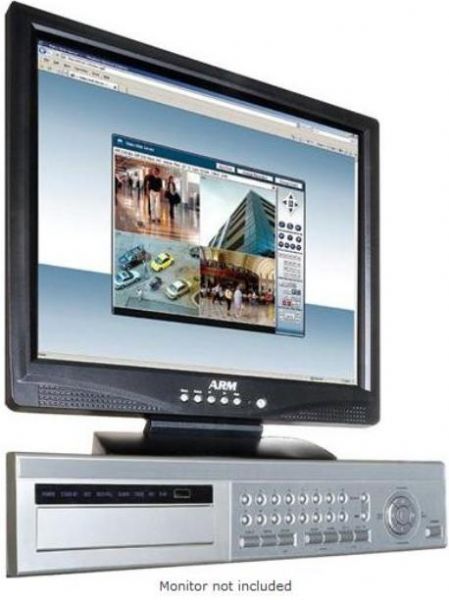 ARM Electronics RT16750DVD Real Time Networkable DVR, Embedded - Linux Operating System, NTSC Signal System, Triplex - Live, Record, Playback, Remote Internet Access Multiplexing, MPEG-4: Recording and Playback / MJPEG: Transmission Via Network Compression, 16 Channels, 750GB HDD - Up to 3 Internal Drives Storage, Built-in DVD-R/W Built-In CD/DVD Burner, 720 x 480 Resolution, Up to 30 FPS per channel Recording Rate (RT 16750DVD RT-16750DVD RT16750 DVD RT16750-DVD)