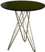 Wholesale Interiors RT-472 Daimen Black Round Table, 27" Round Table Top Diameter, 28.5" Total Height, Round black lacquered MDF wood top, Steel wire base with chrome finish, Round ball-shaped black floor protectors, UPC 878445007577 (RT472 RT-472 RT 472) 