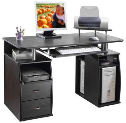 computer desk with printer shelf