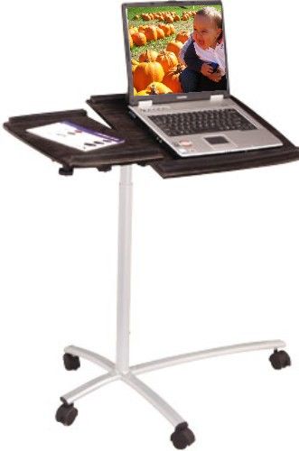 Techni Mobili RTA-B001 Computer Desk, Laptop Desk View, Wood Grain, Made of MDF with powder coated steel frame, Panels include a safety edge to prevent laptop accidents (RTAB001 RTA B001 RTA-B001 RTA B0016)