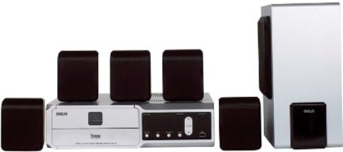 RCA RTD207 Home Theater System, 5.1 channel Surround System Class, 20 - 20000 Hz Response Bandwidth, Surround Sound Sound Output Mode, Dolby Pro Logic, Dolby Digital Built-in Decoders, DVD changer, speaker system Components, 250 Watt Output Power / Total, Radio tuner - AM/FM - digital Type, 30 preset stations-Station Quantity (RTD207 RTD 207 RTD-207)