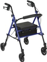 Drive Medical RTL10261BL Adjustable Height Rollator with 6" Wheels, Blue, 6" Casters, 38" Max Handle Height, 29.5" Min Handle Height, 4 Number of Wheels, 12" Seat Depth, 13" Seat Width, 18"-22" Seat to Floor Height, 300 lbs Product Weight Capacity, Easy-to-use deluxe loop locks, Casters are offset to provide strength, Brakes with serrated edges provide firm hold, UPC 822383262765 (RTL10261BL RTL-10261-BL RTL 10261 BL) 