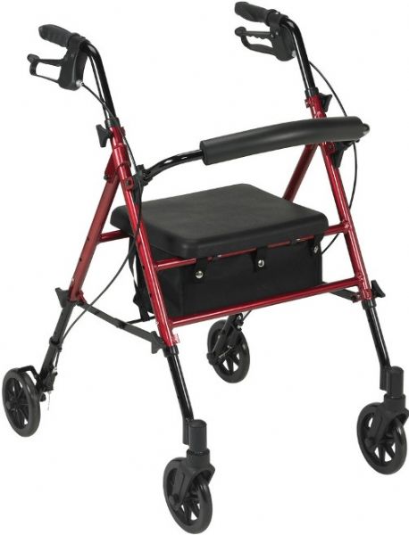 Drive Medical RTL10261RD Adjustable Height Rollator with 6