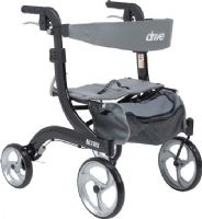 Drive Medical RTL10266BK-H Nitro Euro Style Walker Rollator, Hemi Height, Black, 4 Number of Wheels, 10" Casters, 10" Seat Depth, 18" Seat Width, 31" Max Handle Height, 28" Min Handle Height, 18" Seat to Floor Height, 300 lbs Product Weight Capacity, Lightweight, aluminum frame, Attractive, Euro-style design, Seat is durable and comfortable, Brake cable inside frame for added safety, UPC 822383523965 (RTL10266BK-H RTL10266BKH RTL10266BK H) 