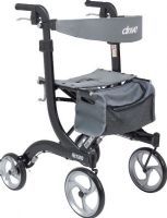 Drive Medical RTL10266BK-T Nitro Euro Style Walker Rollator, Tall, Black, 10" Casters, 4 Number of Wheels, 10" Seat Depth, 18" Seat Width, 41" Max Handle Height, 36" Min Handle Height, 23.6" Seat to Floor Height, 300 lbs Product Weight Capacity, Lightweight, aluminum frame, Attractive, Euro-style design, Seat is durable and comfortable, Brake cable inside frame for added safety, Caster fork design enhances turning radius, UPC 822383523934 (RTL10266BK-T RTL10266BKT RTL10266BK T) 