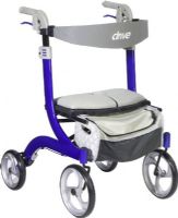 Drive Medical RTL10266BL-HS Nitro DLX Euro Style Walker Rollator, Sleek Blue, 10.75" Seat Depth, 18" Seat Width, 20" Seat to Floor Height, 38.5" Max Handle Height, 33.5" Min Handle Height, 300 lbs Product Weight Capacity, Lightweight frame, Attractive, Euro-Style design, Caster fork design enhances turning radius, Handle height easily adjusts with unique push button, UPC 822383549477 (RTL10266BL-HS RTL10266BL HS RTL10266BLHS) 
