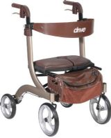 Drive Medical RTL10266CH-HS Nitro DLX Euro Style Walker Rollator, Champagne, 10.75" Seat Depth, 18" Seat Width, 20" Seat to Floor Height, 38.5" Max Handle Height, 33.5" Min Handle Height, 300 lbs Product Weight Capacity, Lightweight frame, Attractive, Euro-Style design, Caster fork design enhances turning radius, Handle height easily adjusts with unique push button, UPC 822383549484 (RTL10266CH-HS RTL10266CH HS RTL10266CHHS) 