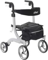 Drive Medical RTL10266WT Nitro Euro Style Walker Rollator, White, 8" Casters, 10" Seat Depth, 18" Seat Width, 10" x 3" Front Wheels, 33.5" Min Handle Height, 38.25" Max Handle Height, 20.5" Seat to Floor Height, 300 lbs Product Weight Capacity, Handle is located on seat, Attractive, Euro-style design, Lightweight, aluminum frame, Seat is durable and comfortable, UPC 822383505312 (RTL10266WT RTL-10266-WT RTL 10266 WT) 