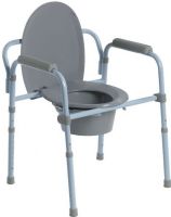 Drive Medical RTL11158KDR Steel Folding Frame Commode, 16.25" Seat Depth, 13.75" Seat Width, 22.25" Outside Legs Width, 18.125" Width Between Arms, 17"-23" Seat to Floor Height, 350 lbs Product Weight Capacity, Plastic arms for added comfort, Easy, tool-free snap-button assembly, Durable plastic snap-on seat and lid, Powder-coated steel-welded construction, UPC 822383549170 (RTL11158KDR  RTL-11158-KDR  RTL 11158 KDR ) 